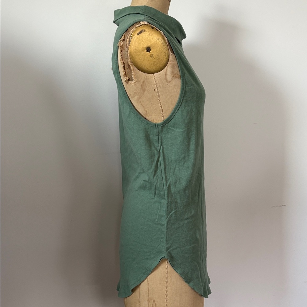 Free People La Living 90210 Muscle Top Sleeveless Green Cowl Neck L - Picture 5 of 9